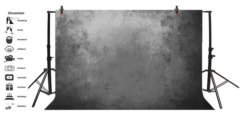 LFEEY 10x8ft Vintage Abstract Grey Backdrop for Photography Gradual Change Gray Cement Wall Photography Background Kids Baby Shower Adults Wedding Photos Portrait Photo Backdrop Photoshoot Booth Props - Image 3